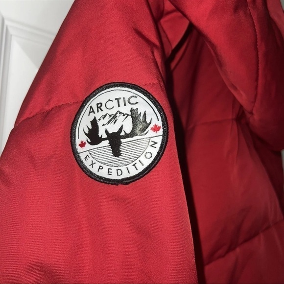 Heavy Down Coat Artic Expedition Women's Red Size Medium - Picture 4 of 6